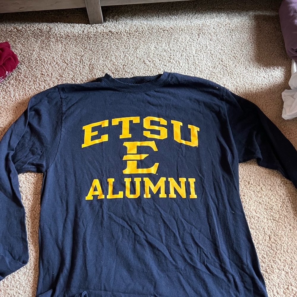 Champion Navy and Yellow Long Sleeve Tee